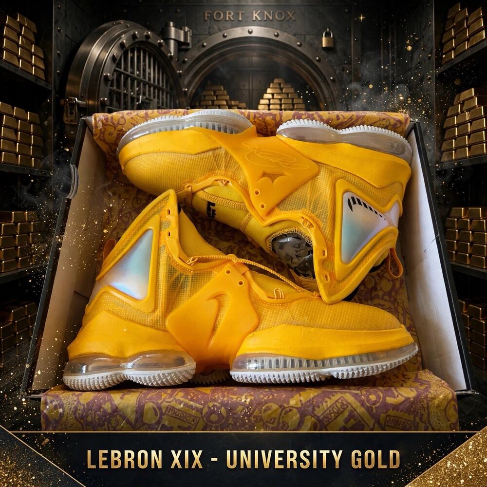 Size 11.5 - Nike LeBron 19 Hard Hat University Gold Black CZ0203-700 DS 2022